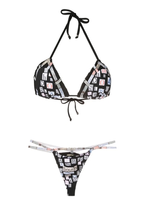 Amir Slama text-print triangle bikini - Black
