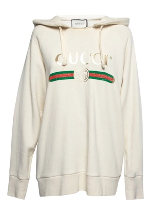 Gucci Pre-Owned cotton logo-print hoodie - White