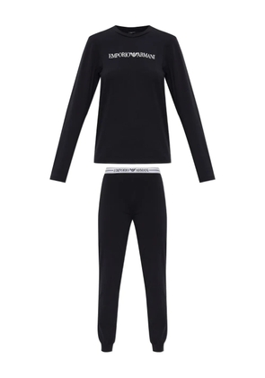 Emporio Armani logo-embroidered pyjamas - Black