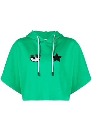 Chiara Ferragni Eye-like motif cropped hoodie - Green