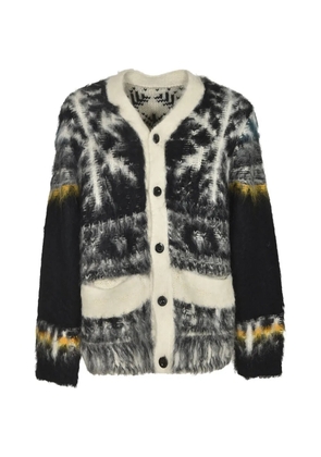 sacai patterned pocket cardigan - Black