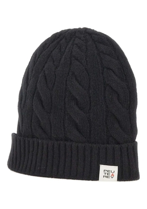 Peuterey cable-knit ribbed beanie - Black