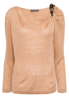Alberta Ferretti buckle-detail linen top - Brown