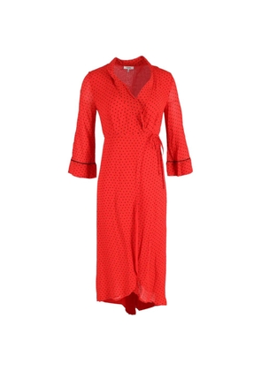 GANNI polka-dot wrap midi dress - Red