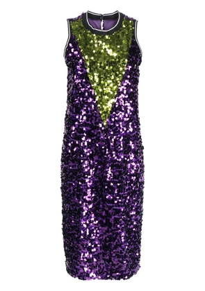 Plan C colour-block sequin midi dress - Purple