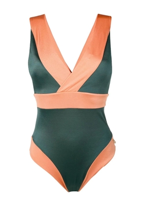 Brigitte panelled V-neck swimsuit - Green