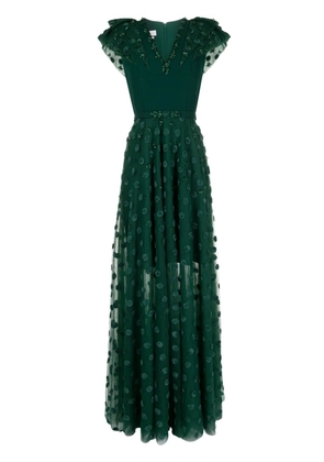 Saiid Kobeisy polka dot beaded tulle dress - Green