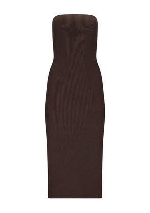 Max Mara ribbed strapless midi dress - Brown
