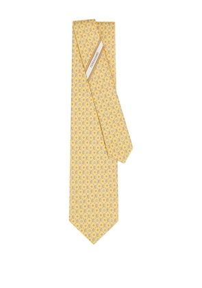 Ferragamo turtle-print silk tie - Yellow