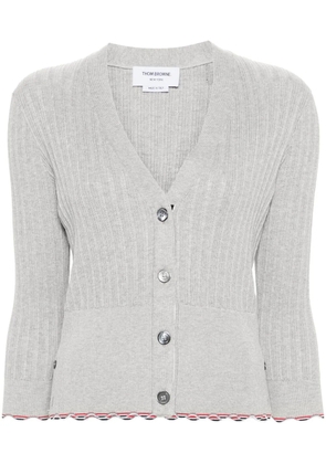 Thom Browne RWB-stripe ribbed cardigan - Grey