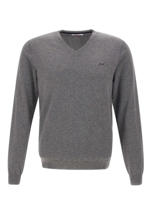 Sun68 embroidered-logo V-neck jumper - Grey