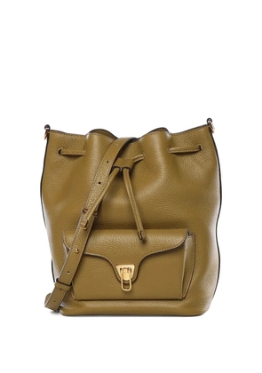 Coccinelle Beat Generation drawstring pocket leather bucket bag - Green