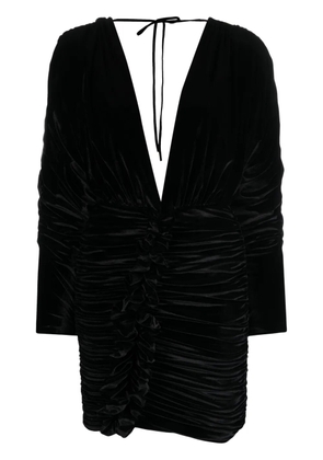 Amen floral-appliqué ruched minidress - Black