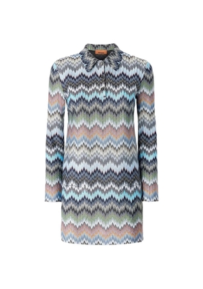 Missoni collared chevron-pattern mini dress - Blue