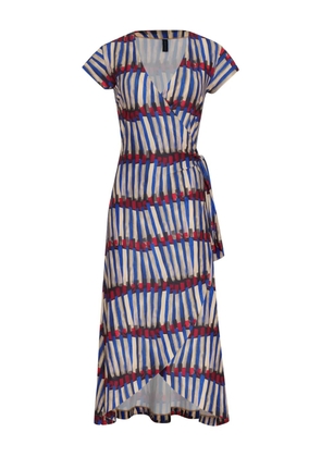 Lygia & Nanny Falcão V-neck patterned midi dress - Blue