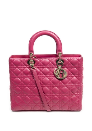 Christian Dior Pre-Owned 2013 Large Lady Dior quilted charm tote bag - Pink