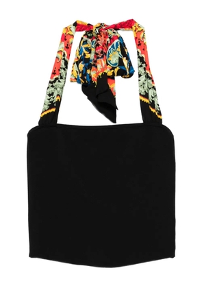 alice + olivia Lee floral-print halterneck top - Black