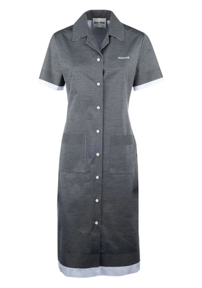 Miu Miu logo-intarsia shirtdress - Grey