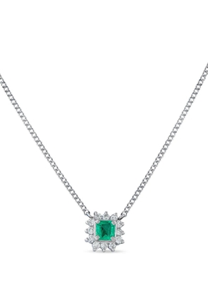 LB Exclusive diamond emerald pendant necklace - Silver