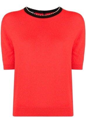 CHANEL Pre-Owned 1990-2000s trimmed neck cashmere T-shirt - Red