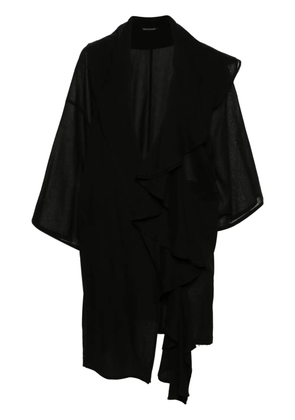 Yohji Yamamoto textured draped midi coat - Black