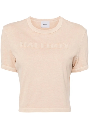 Halfboy logo-patch cotton T-shirt - Brown