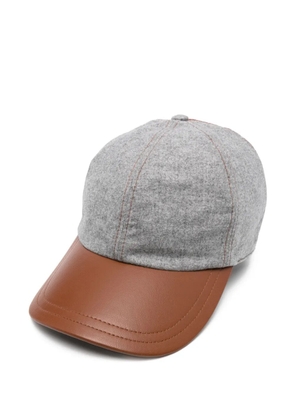 Eleventy leather-paneled wool cap - Grey