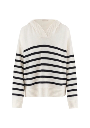Allude striped hooded sweater - White
