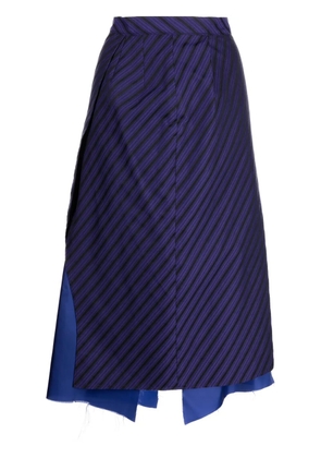 sulvam raw-hem striped skirt - Purple