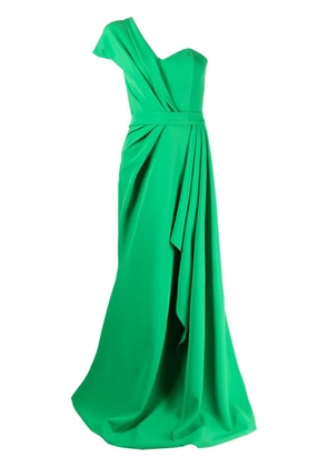 Rhea Costa one-shoulder gathered dress - Green