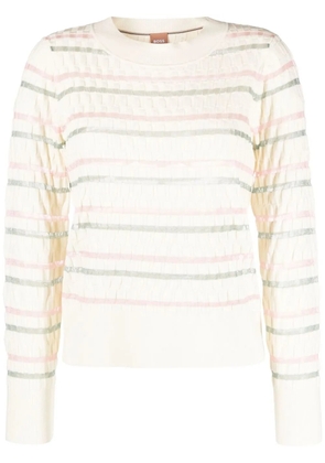 BOSS double-striped knitted sweater - White
