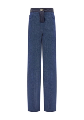 Ferragamo leather-trim five-pockets jeans - Blue