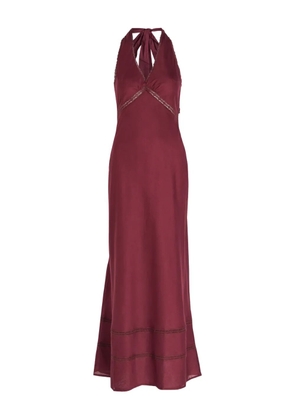 Faithfull the Brand halterneck lace-detail maxi dress - Red