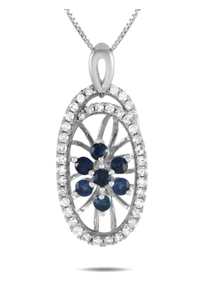 LB Exclusive 14K white gold diamond and sapphire necklace - Silver