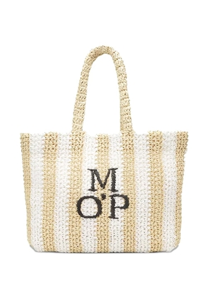 Marc O'Polo Runa striped woven tote bag - White