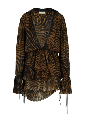 Blumarine zebra-print mini dress - Brown