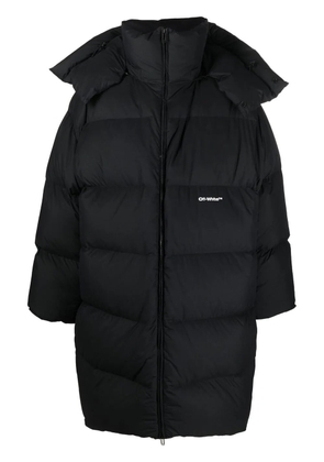 Off-White logo-print puffer coat - Black