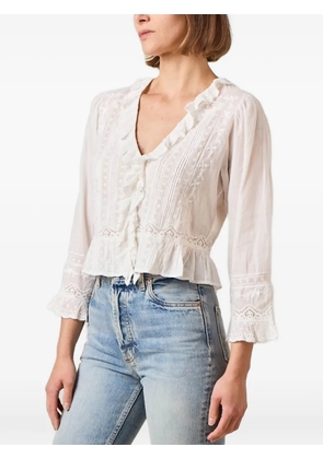 DÔEN Eldoris ruffled lace top - White