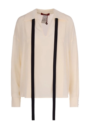 Max Mara bow-tie silk blouse - Neutrals