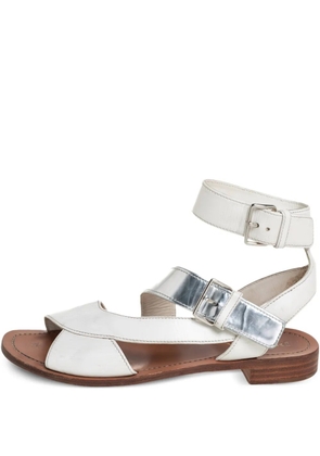 Prada Pre-Owned Leather Buckle Sandals - White