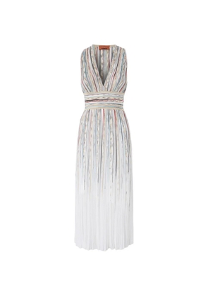 Missoni striped V-neck midi dress - White