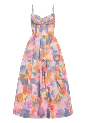 Rebecca Vallance Amaya abstract-print midi dress - Pink