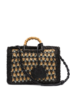 Isla bamboo-handle woven bag - Black