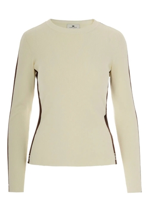 Elisabetta Franchi side-stripe ribbed top - White