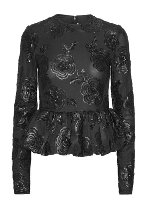 ROTATE BIRGER CHRISTENSEN sequin-embellished peplum-hem top - Black