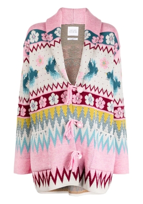 Hayley Menzies patterned intarsia-knit shawl-lapels cardigan - Pink