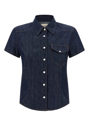 KHAITE snap button cotton denim shirt - Blue
