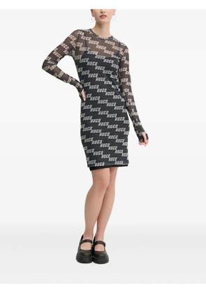 HUGO all-over logo mesh mini dress - Black