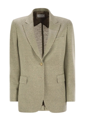 SAULINA Angelica herringbone button-fastening blazer - Green
