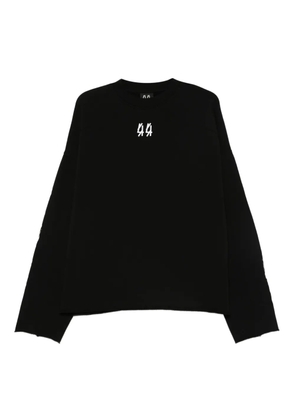 44 LABEL GROUP logo-embroidered frayed-edge sweater - Black
